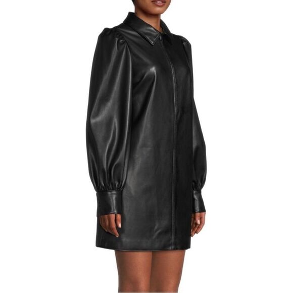 Alice By Temperley Becky Faux Leather Shirt Dress size 4 - Picture 3 of 14
